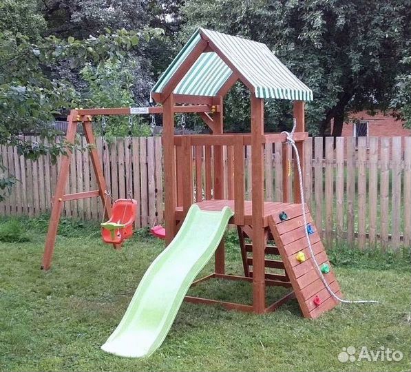 Игровая площадка для дачи с горкой и качелями