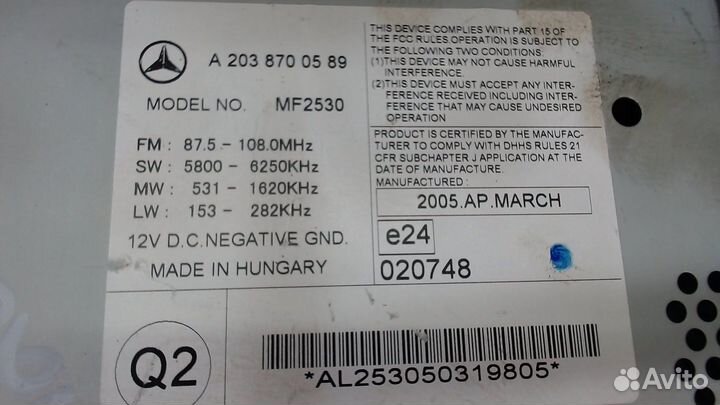 Магнитола Mercedes C W203, 2005