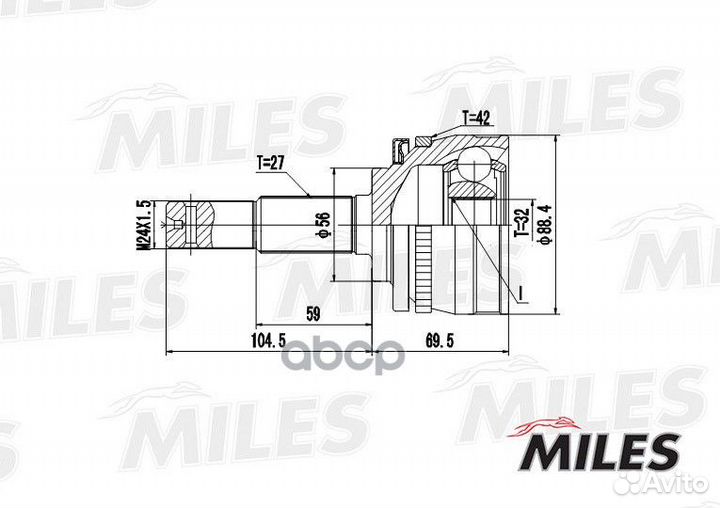 Шрус наружный nissan bluebird/primera 1.8/2.0 8