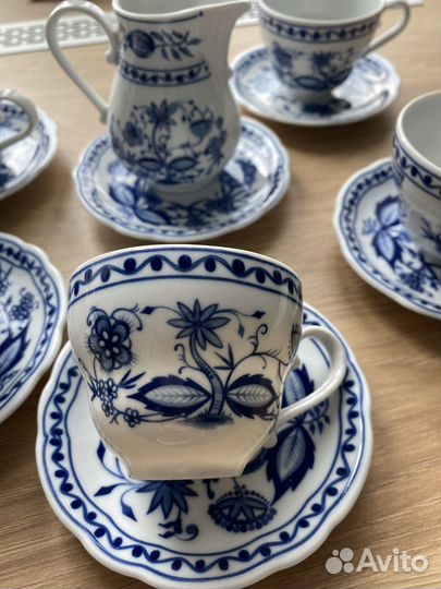 Кофейный сервиз Кахла луковый рисунок гдр фарфор