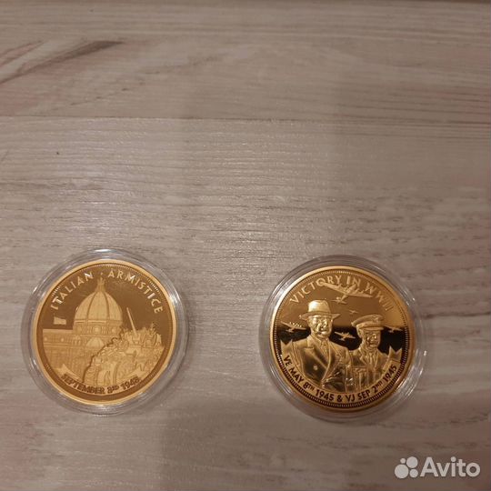 Монета (медаль) 75 лет ВОВ в позолоте