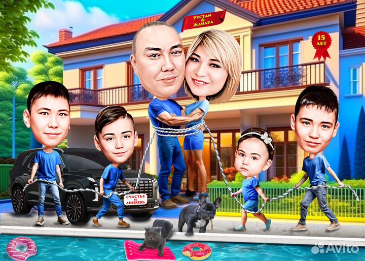 Шарж по фото на холсте