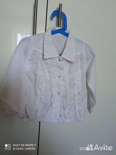 Белая блузка детская хлопок новая