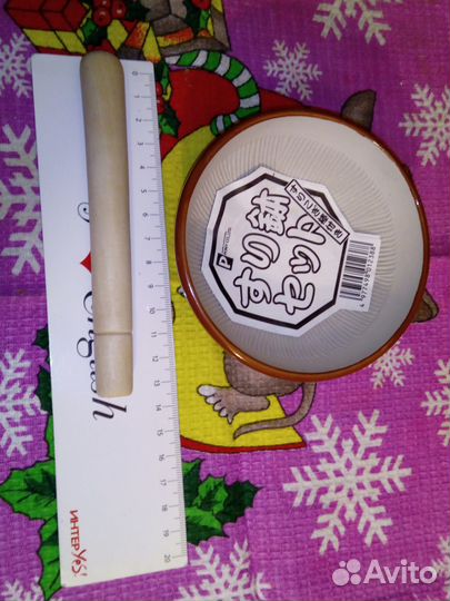 Толкушка для специй Ступка керамика Пестик дерево