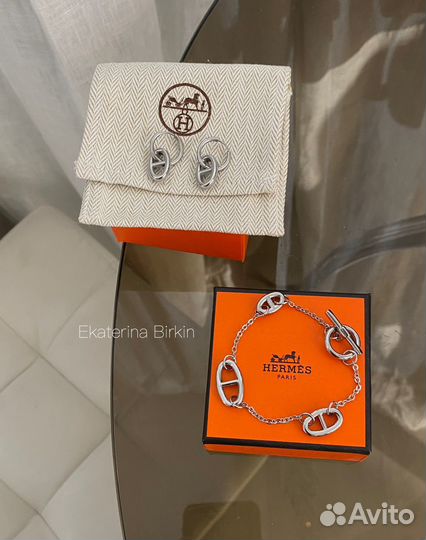 Браслет серьги Hermes farandole цепь сталь