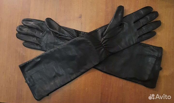 Перчатки кожаные удлинённые новые женские