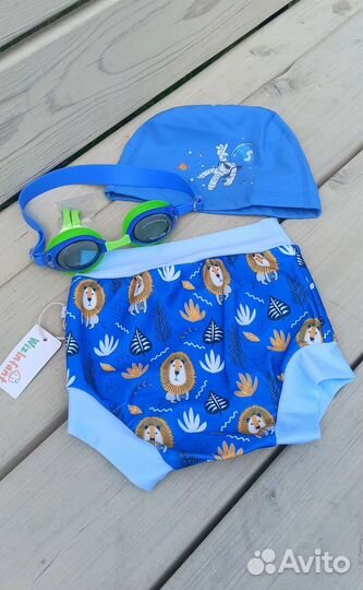 Комплект для плавания новый (плавки, шапочка очки)