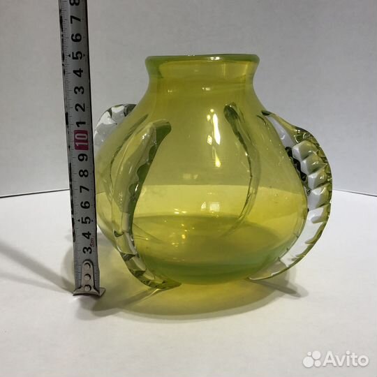 Ваза цветное гутное стекло 15см