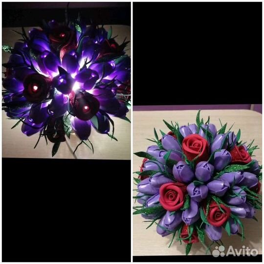 Светильник Букет розы с тюльпанами