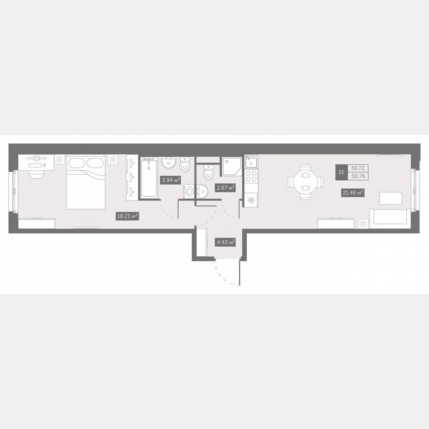 1-к. апартаменты, 50,8 м², 13/17 эт.