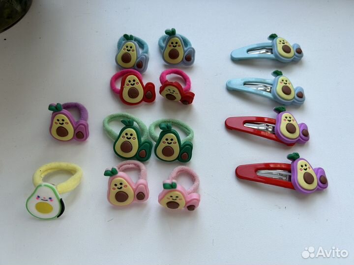Заколки и резинки для волос детские с авокадо