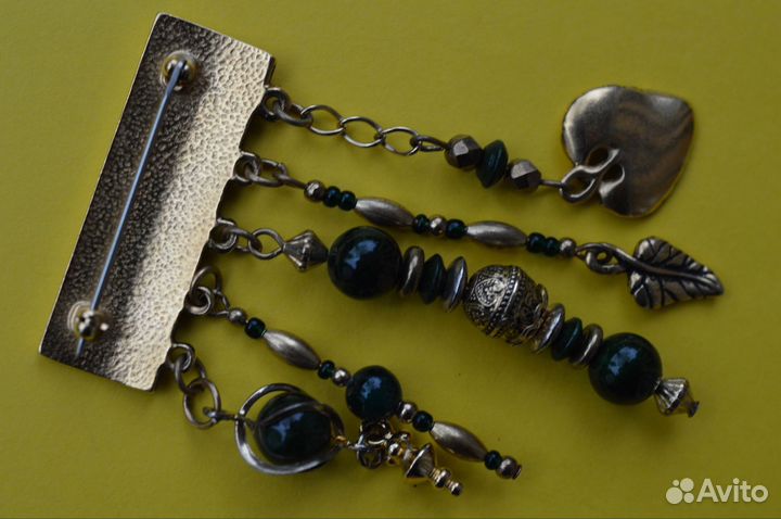 Брошь с чармами подвесками Каскад-2 винтаж