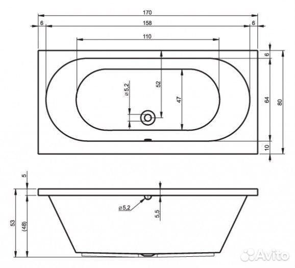 Ванна акриловая Riho Carolina 170x80