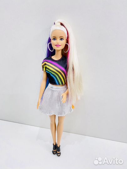Кукла радужные волосы Barbie скейт фея Winx