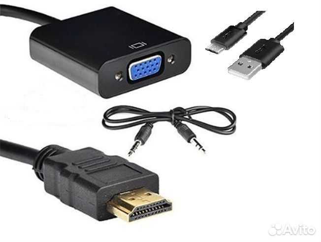 Переходник hdmi-VGA+AUX+micro USB 0.1м (черный)