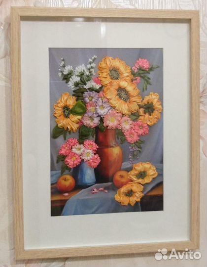 Картины вышитые лентами