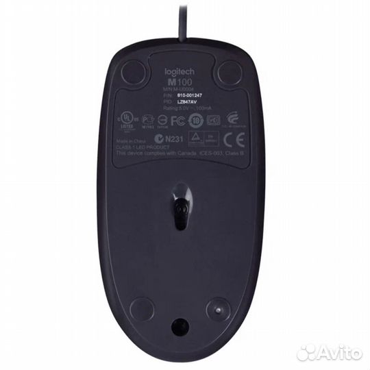 Мышь Logitech B100 Optical Mouse Black #374096