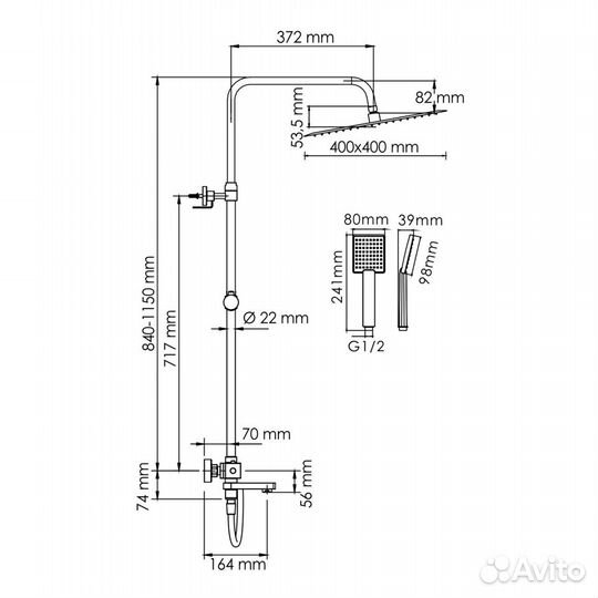 Душевая система Wasserkraft A199.119.141.087.CH T