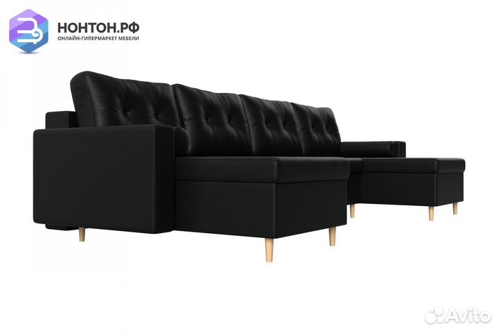 Диван п-образный пантограф Белфаст экокожа черная