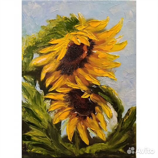 Картина с Подсолнухами маслом на холсте 40 на 30