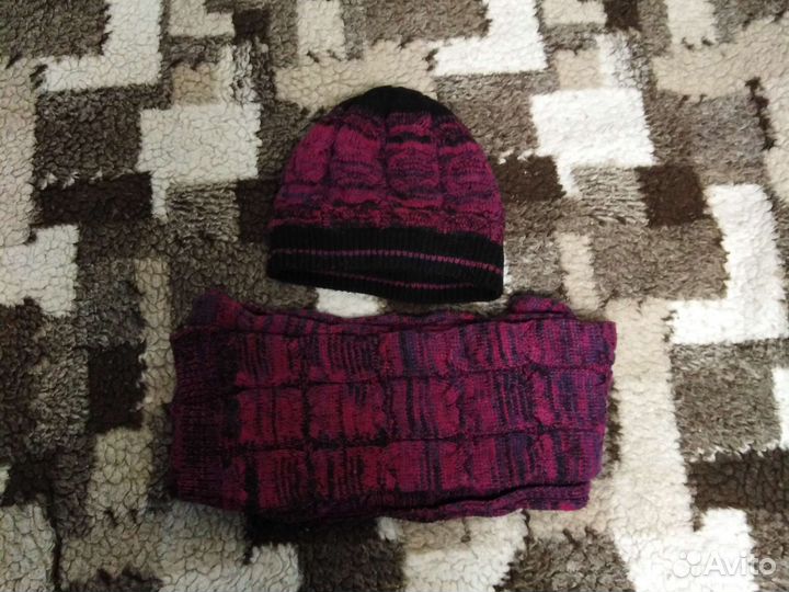 Зимний комплект шапка и шарф женский