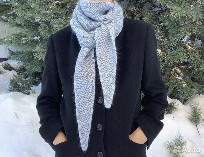 Шарф и шапочка из пряжи мериноса и мохера на шелке