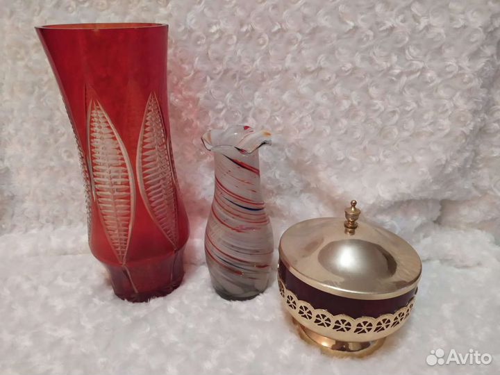 Вазы цветное стекло керамика СССР