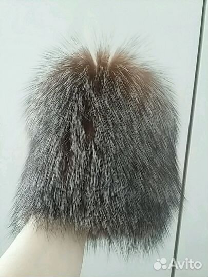 Шапка вязанная чернобурка