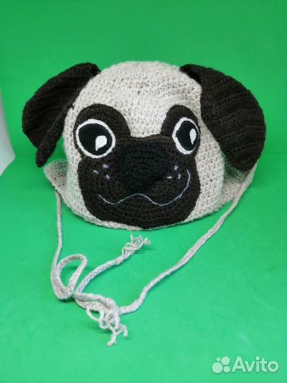 Детская шапка Мопс на малыша 2-4 года