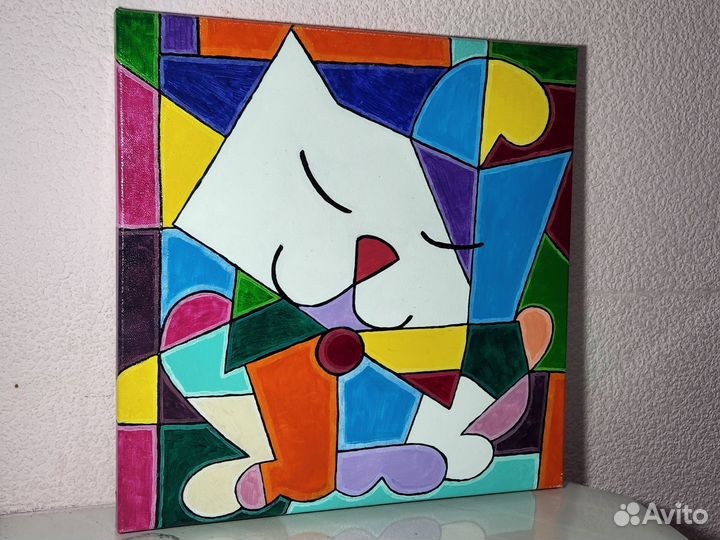 Интерьерная картина Котик, холст, 45*45