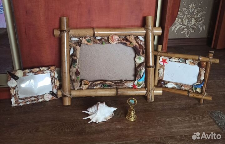 Фоторамки в морском стиле, ракушка, колокольчик