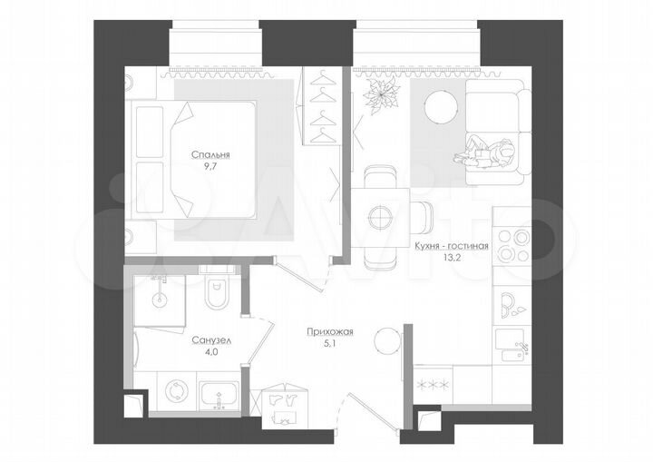 1-к. квартира, 35 м², 32/39 эт.