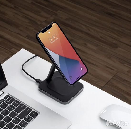 Беспроводная зарядка MagSafe 2 в 1 20 Вт, серый