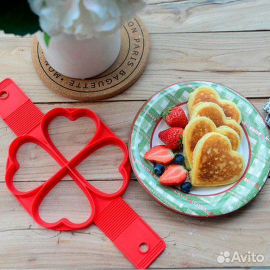 Силиконовая форма Сердечки для яичницы, оладий