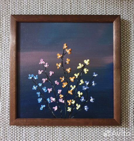 Картина на холсте в рамке. Масло