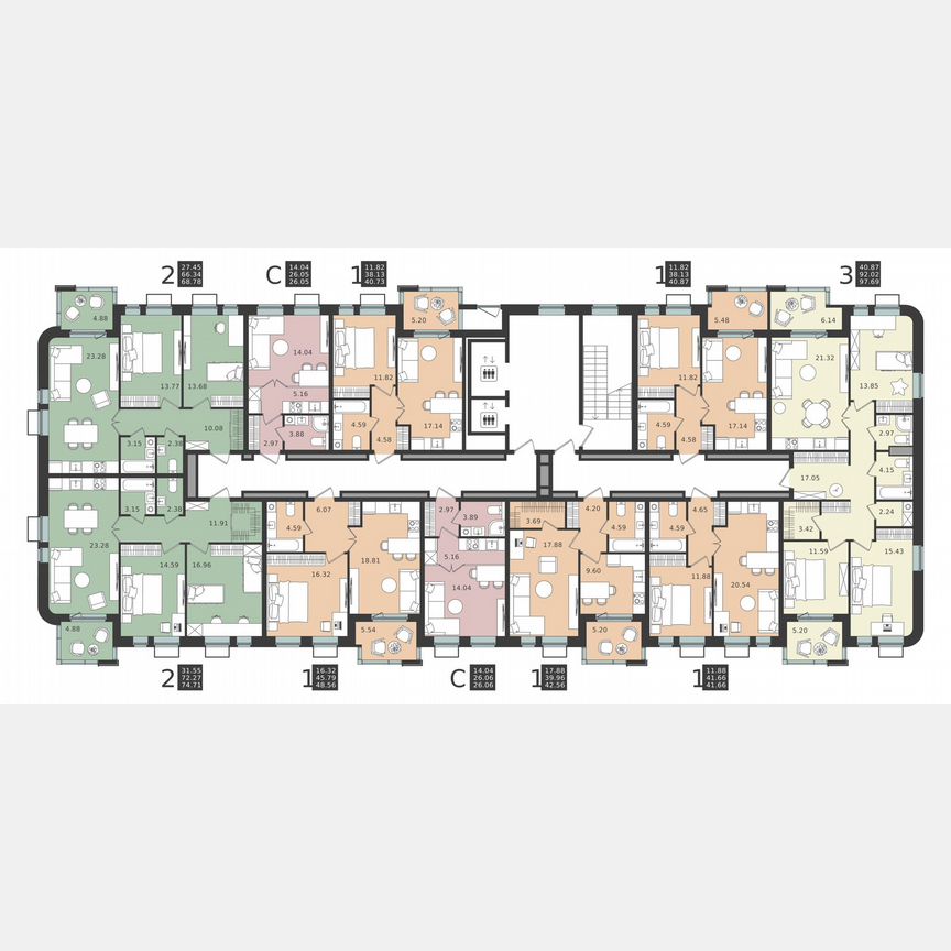 2-к. квартира, 74,7 м², 4/6 эт.