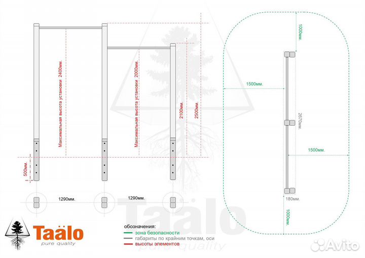 Турник двойной Серия S модель 1