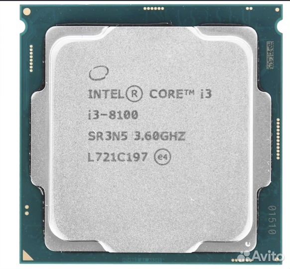 Intel Core i3-8100 LGA1151 v2, 4 x 3600 мгц