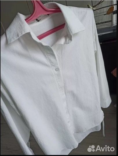 Рубашка плотная льняная оверсайз 44