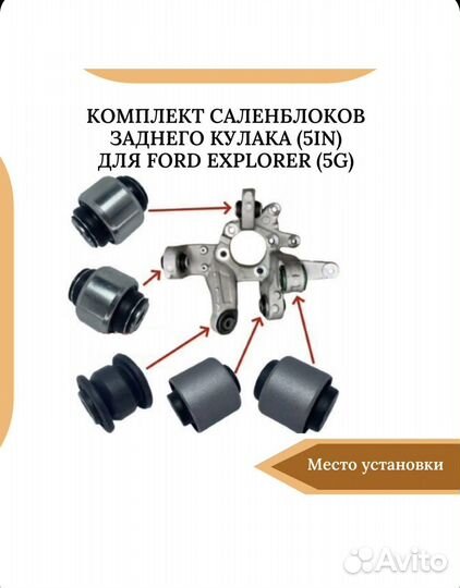 Комплект сайлентблоков задний Ford Explorer 5