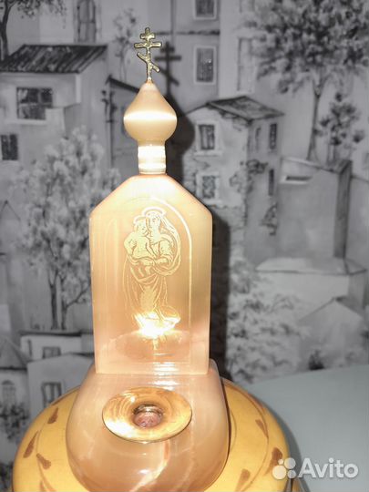 Икона- подсвечник Богородица каменная (селенит)