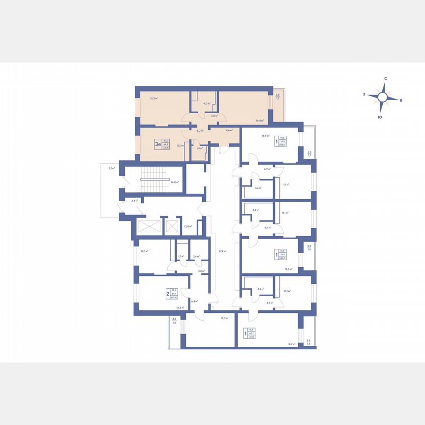 3-к. квартира, 66,2 м², 16/19 эт.