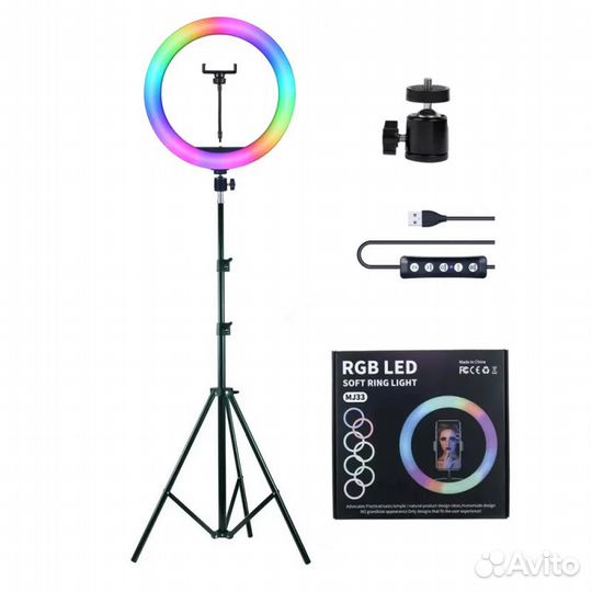 Кольцевая светодиодная лампа 33 см цветная MJ33 (ш