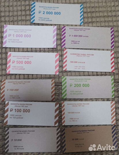Накладки на банковские упаковки купюр