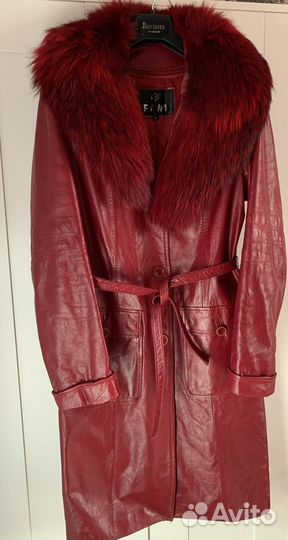 Кожаный плащ женский (46 р)