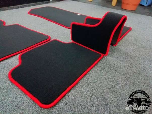 Автоковрики для BMW 3 серии e90, графит. - красн