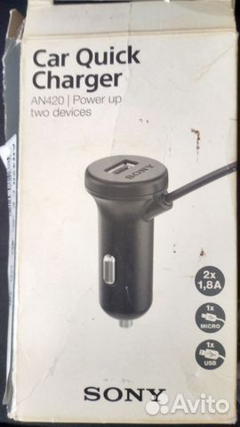 Автозарядка usb 2х1.8 А Sony Car Quick Charger