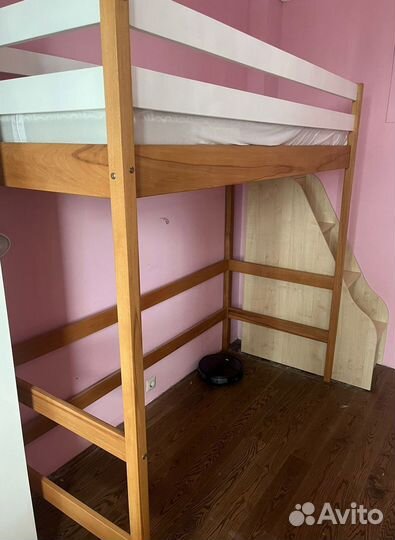 Новая детская кровать-чердак из бука с матрасом