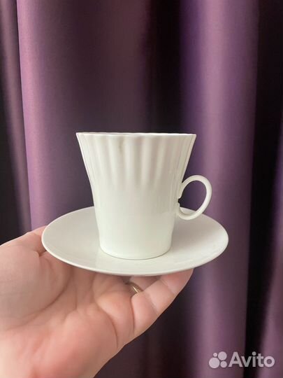 Чашка с блюдцем тонкий костяной фарфор ифз