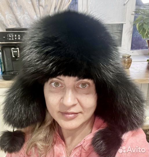 Шапка фабричная нат. Песец+ нат. Кожа, 57